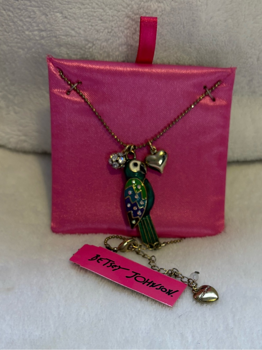 Betsey Johnson Pink Multicolor Parrot Pendant Necklace - Picture 3 of 5